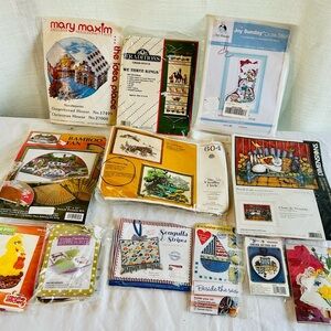 12 Assorted Cross Stitch Kits/needlepoint kits. Some vintage
